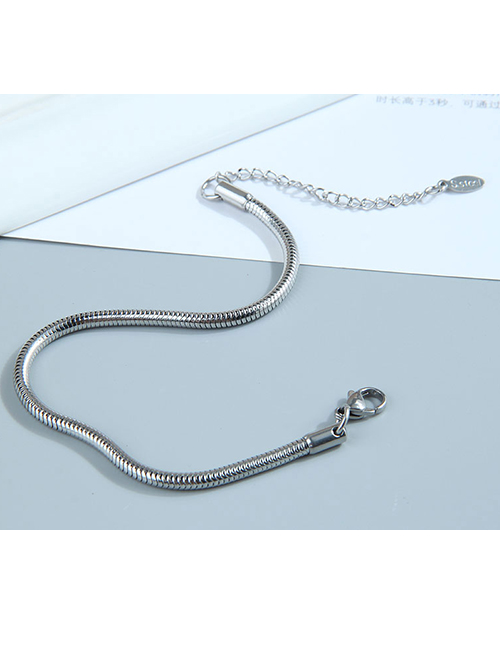 Silver Titanium Steel Snake Bone Chain Bracelet