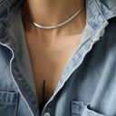 Silver Stainless Steel Snake Bone Chain Necklace