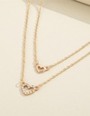 Gold Titanium Steel Diamond Heart Double Layer Necklace