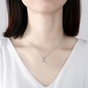 Sterling Silver Round pendant with half round Cubic Zirconia Stone on a Sterling Silver Necklace