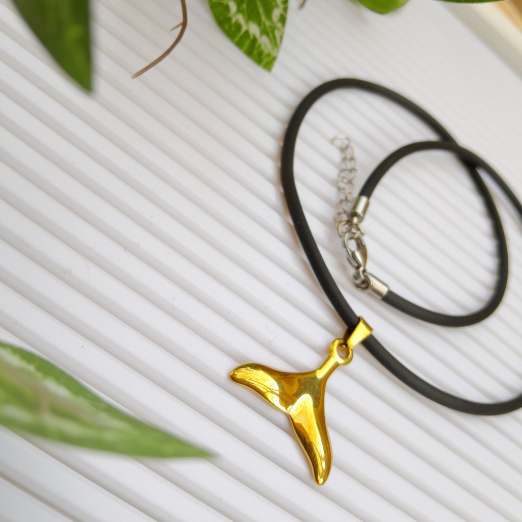 304 Stainless Steel Pendants, Whale Tail Shape, Golden Necklace