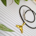 304 Stainless Steel Pendants, Whale Tail Shape, Golden Necklace