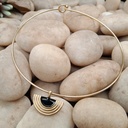 Gold & Black Titanium Steel Geometric Fan Necklace