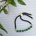 Slider bracelet with natural malachite stones. 