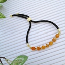 Stainless steel slider bracelet with carnelian beads