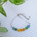 Stainless steel slider bracelet with green aventurine and aquamarine beads