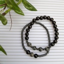 Stretch Bracelet Set with Natural Stone and wood beads
