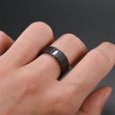 8mm Black Stainless Steel Ring with Black Cubic Zirconia - Size #13