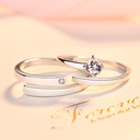 925 Sterling Silver Silver And Cubic Zirconia Geometric Open Ring