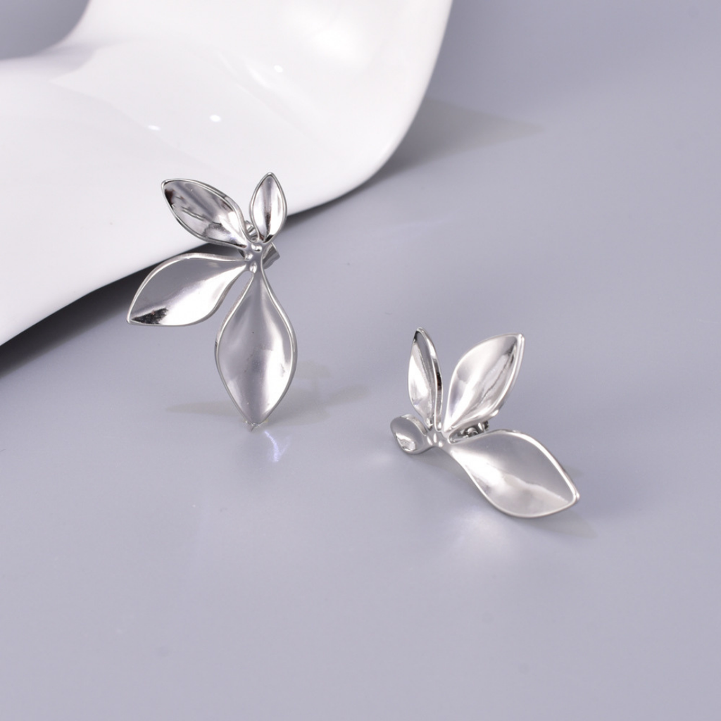 [ear25] Stainless Steel Leaf Stud earrings