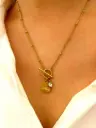 Gold Stainless Steel Heart Letter Cubic Zirconia Necklace