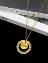 Gold Titanium Steel Alphabet Mom Round Necklace