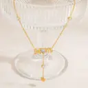 Gold Stainless Steel Cubic Zirconia Heart Letter Y-shaped Necklace
