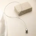 Silver Stainless Steel Teardrop Collar Necklace