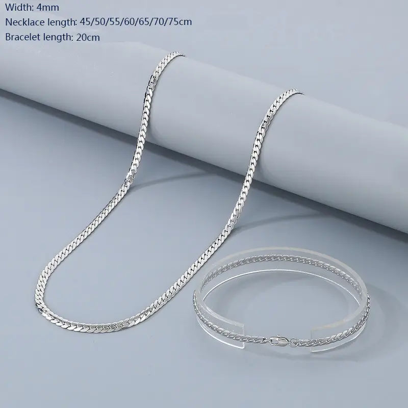 4mm Steel Color Titanium Steel Snake Bone Necklace 