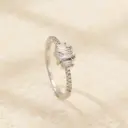 Sterling Silver Ring with Square Cubic Zirconia - #7