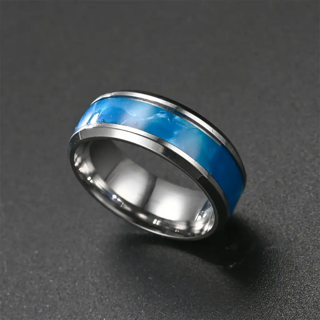 Blue Shell Stainless Steel ring - #9