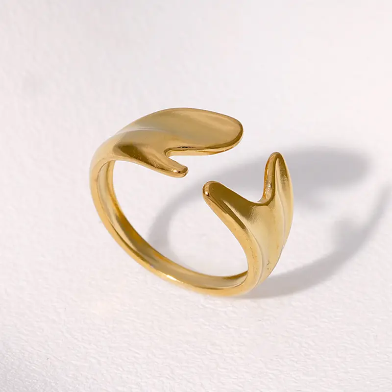 Gold Steel Stainless Steel Irregular Open Ring