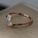 Double cubic zirconia Rose Gold Ring Titanium Steel Open Ring