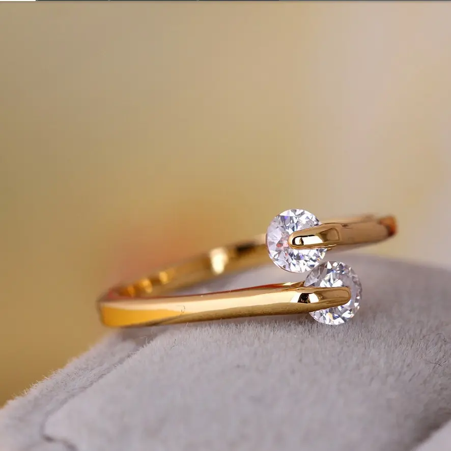Real 18K Gold Plated Brass Cubic Zirconia Cuff Rings, Open Rings, Clear Size: about 16.5mm inner diameter.