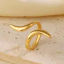 Gold Stainless Steel Line Open Ring