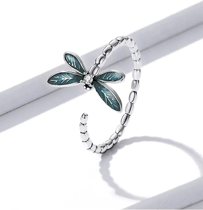 925 Sterling Silver Firefly open ring with Cubic Zirconia 