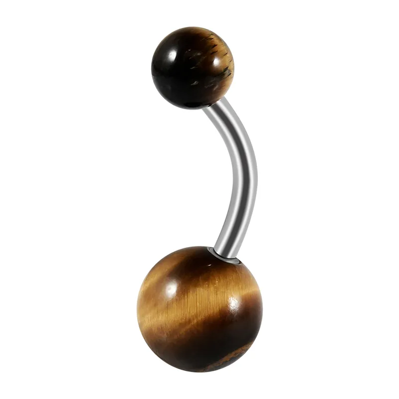 Stainless Steel Tiger Eye Belly ring