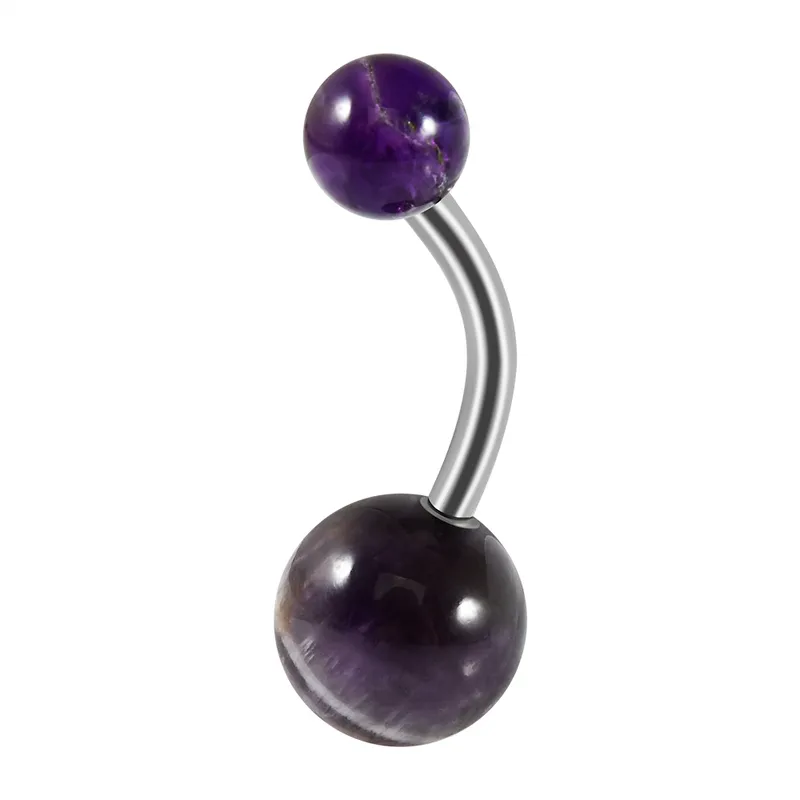 Stainless Steel Amethysr Belly ring 