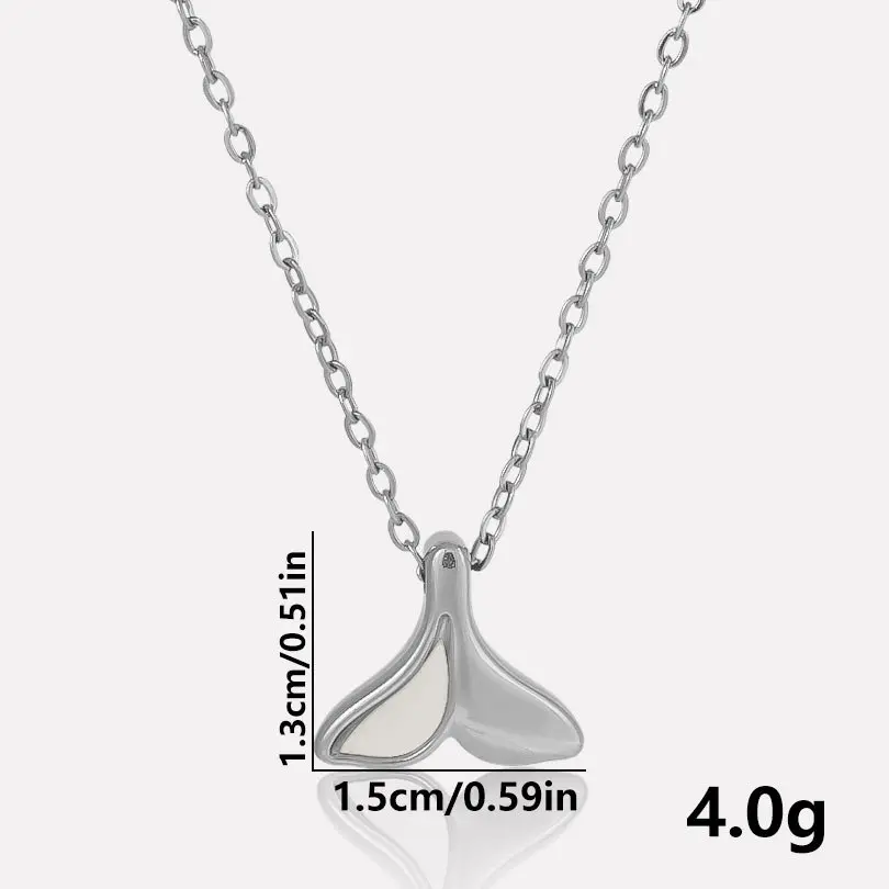 Stainless Steel Pearl Inlay Whale Tale