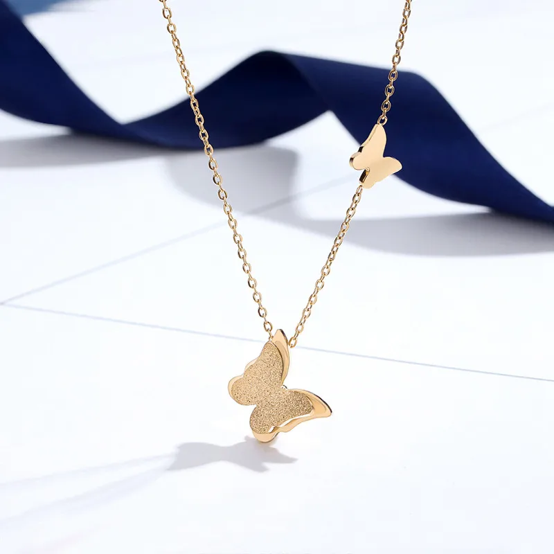 Butterfly Titanium Steel Necklace Gold