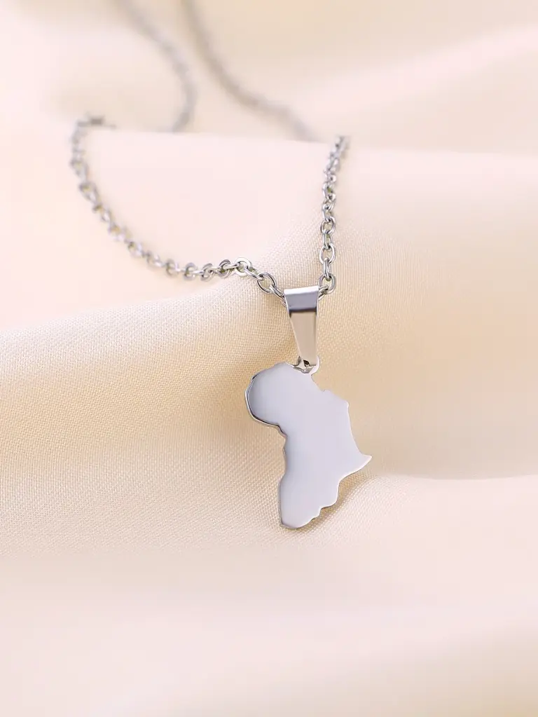 Stainless Steel Necklace with Africa Pendant