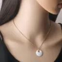  Stainless Steel Necklace Golden with White Zirconia Pendant