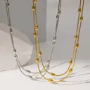  Stainless Steel Necklace Silver Snake chain with beads 