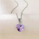  Stainless Steel Necklace with purple heart rhinestone