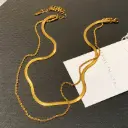 304 Stainless Steel Gold Double Layer Necklaces Snake Chain and Rope Chain