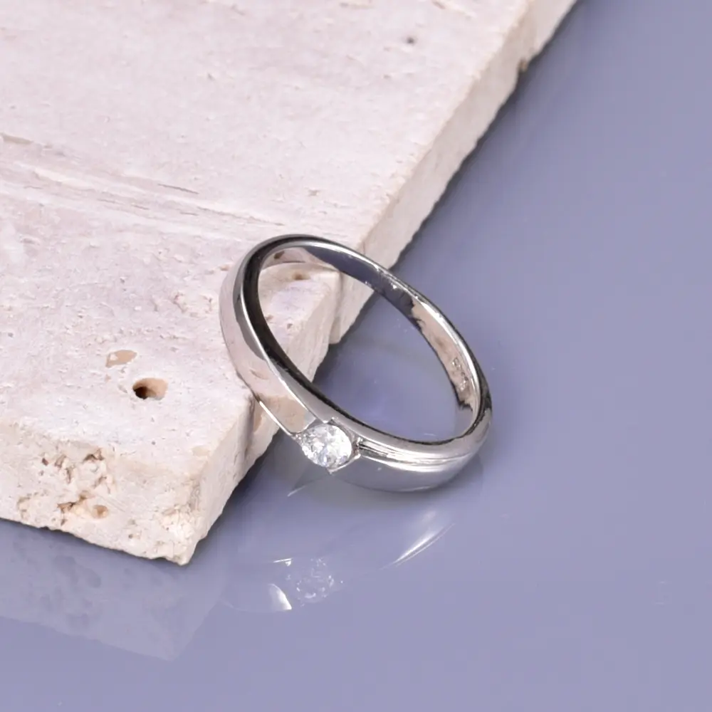 304 Stainless Steel ring with cubic zirconia stone - #8