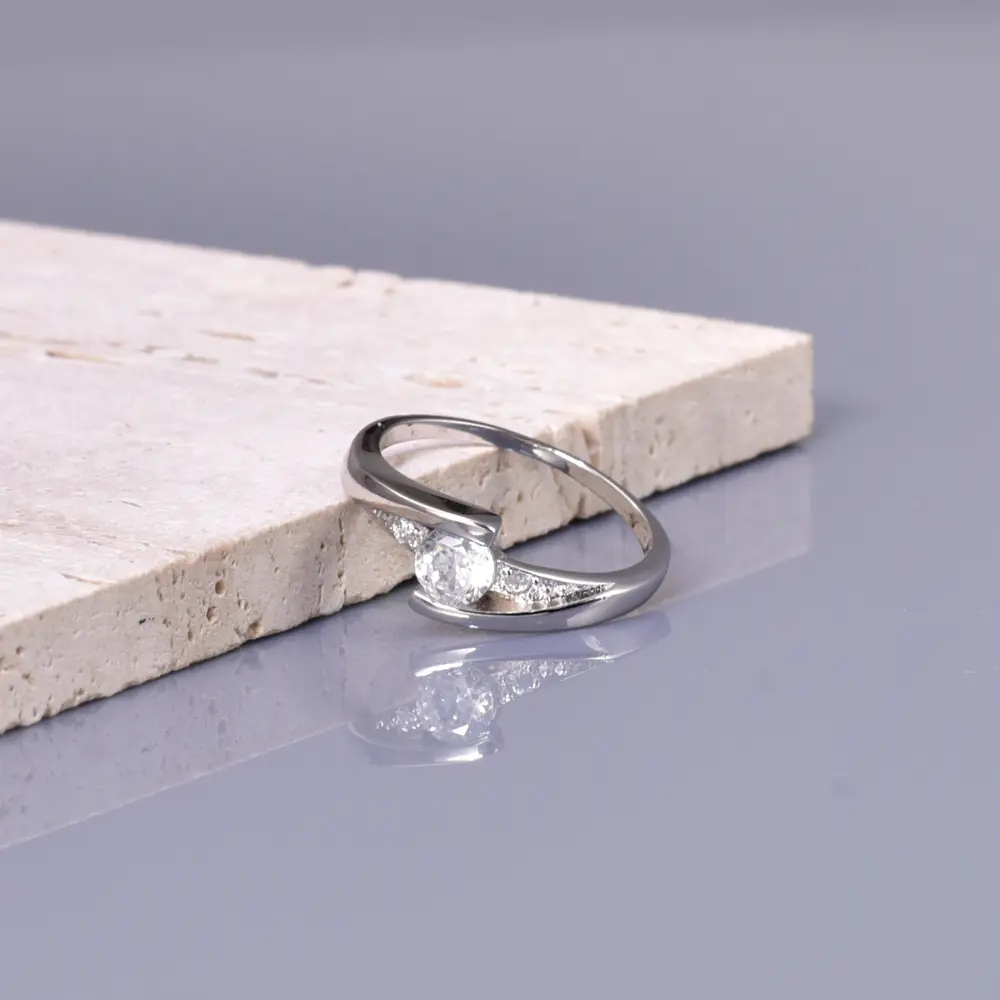 Stainless Steel ring with cubic zirconia stones