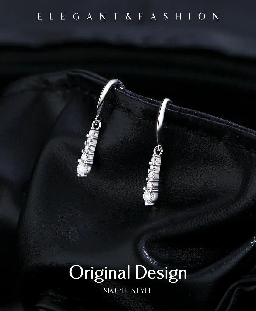 925 Sterling Silver Water Drop Dangle Earrings with D Color Moissanite Diamond stones - Certificate included 