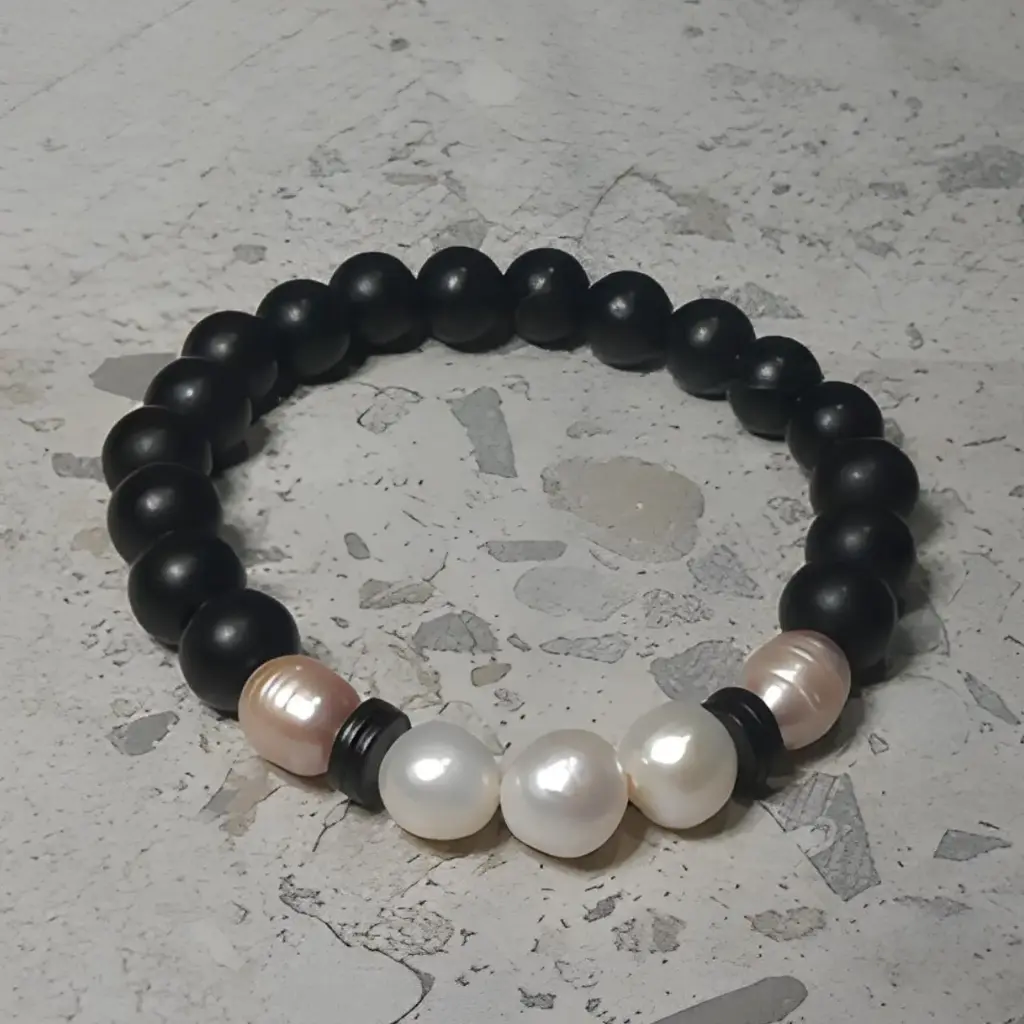 Stretch Bracelet with Natural Fresh Water Pearls