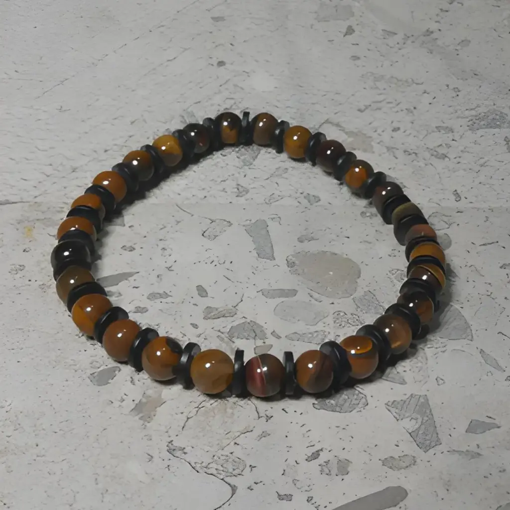 Stretch Bracelet with Natural Tiger Eye Beads