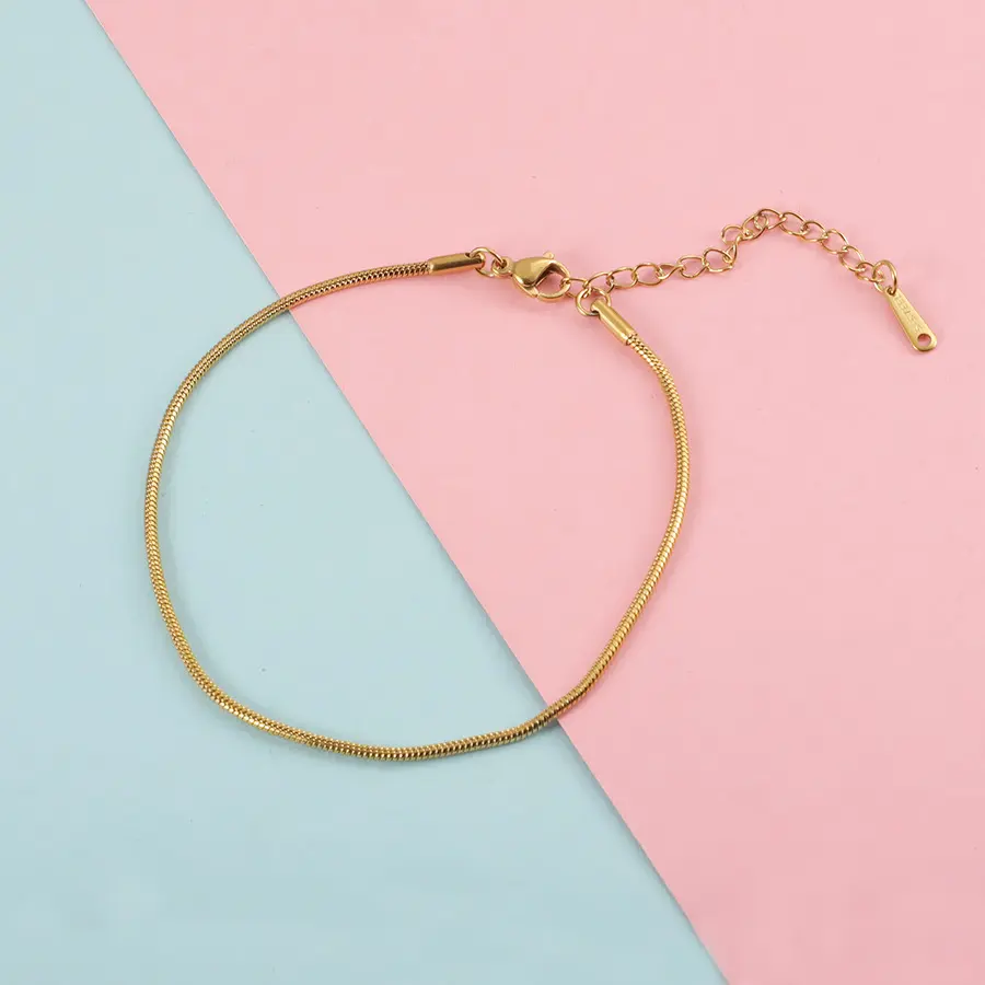 [brace43] Stainless Steel Round Snake Chain Bracelet 