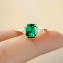 925 Sterling Silver Ring with Rectangular Green Cubic Zirconia - Size #8