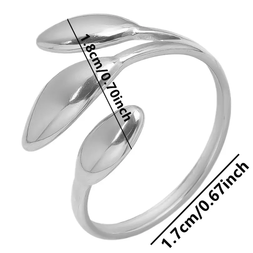 304 Stainless Steel Three-Leaf Open Cuff Ring 