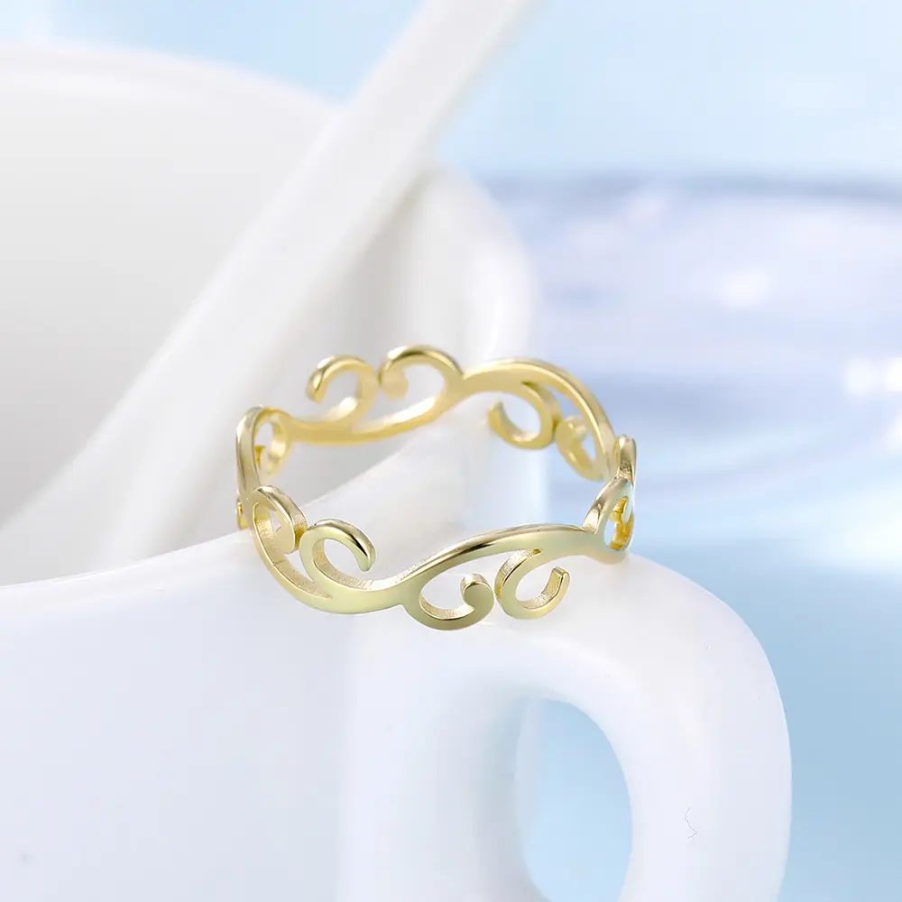 Gold 304 Stainless Steel Vine Ring - Size 10