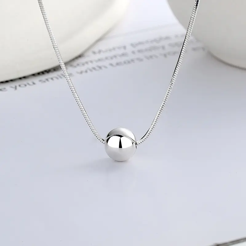 Titanium Steel Ball Pendant on round snake chain necklace
