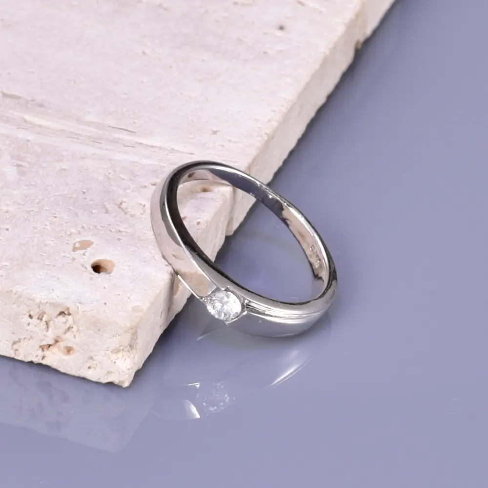 Stainless Steel Ring with cubic zirconia stone - Size #6