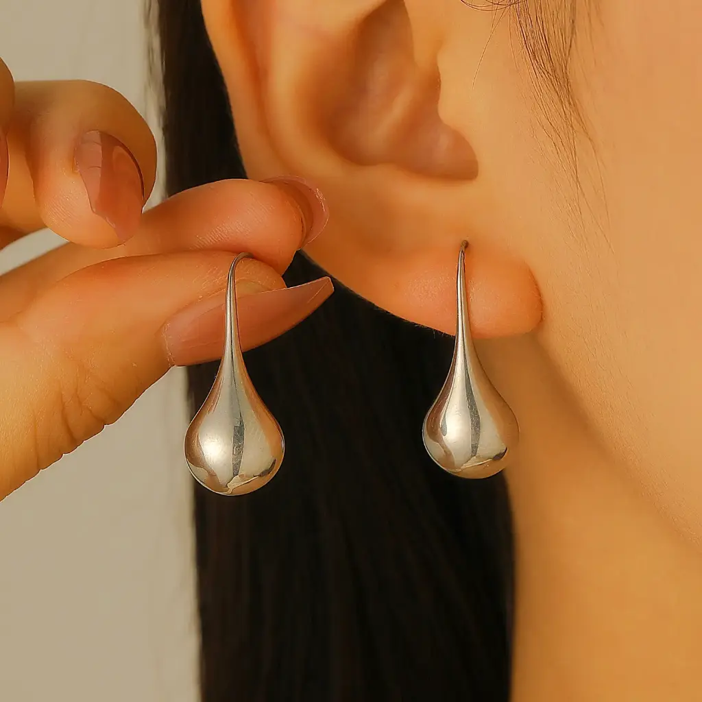 [ear79] Stainless Steel Water droplet earring hooks