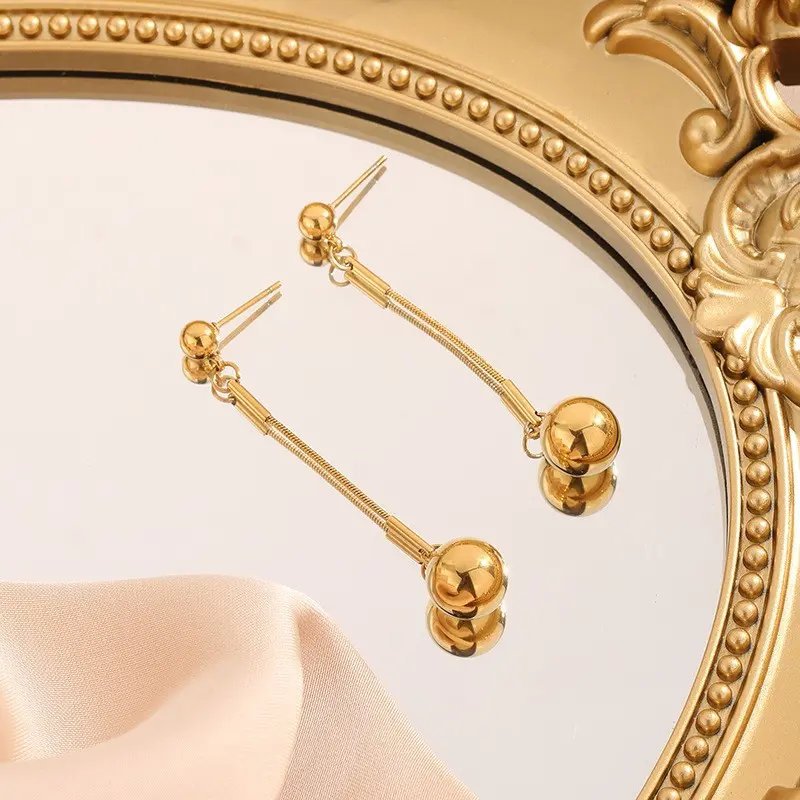 304 Stainless Steel 18K Gold Plated Ion Plating (IP) Drop Earrings