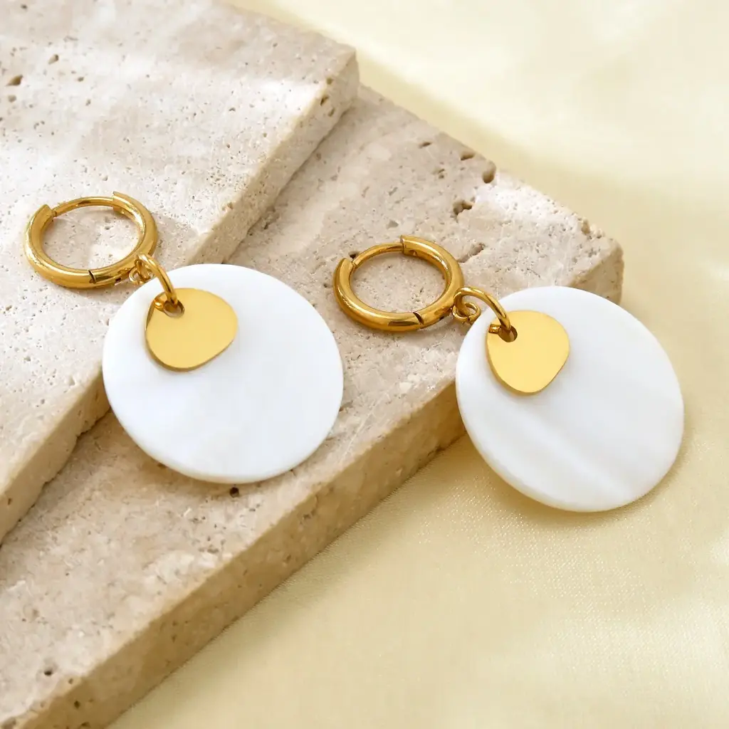 Elegant Round Shell 304 Stainless Steel Drop Earrings