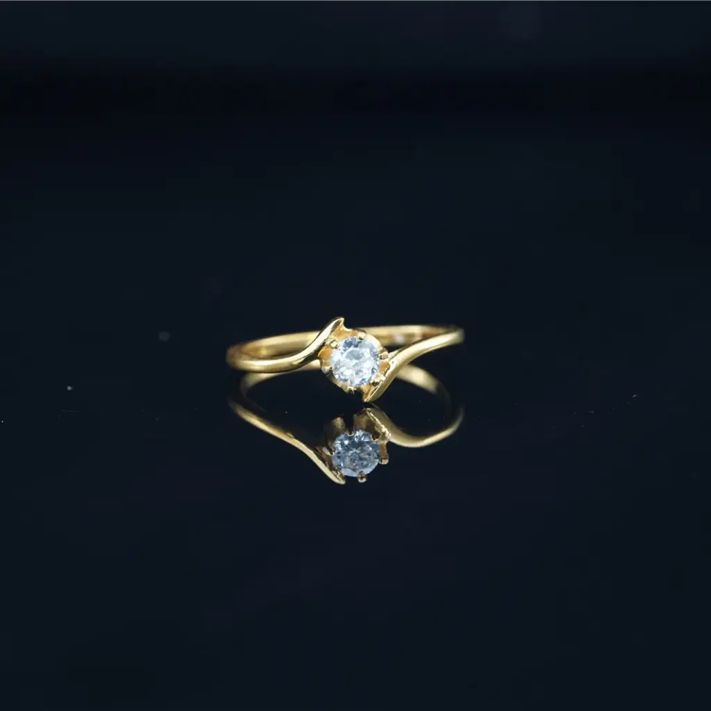 [ring232] Titanium Steel Ring with cubic zirconia- #9